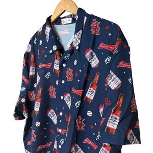 St. Louis Cardinals Budweiser Men's XL Graphic Print Button-Up Shirt MLB Casual
